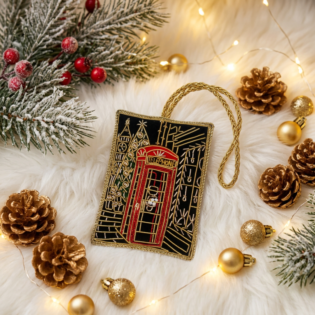 Embroidered Ornament – London Phone Box