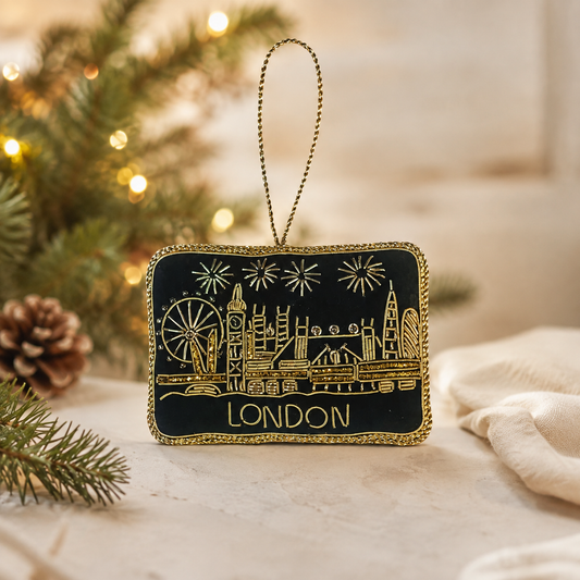 Embroidered Ornament – London Skyline Fireworks