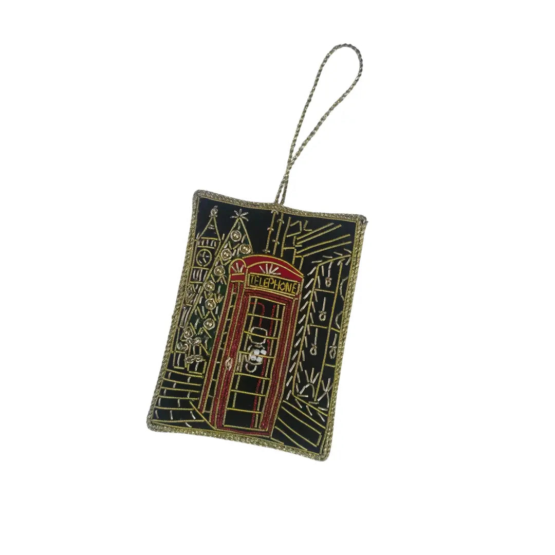 Embroidered Ornament – London Phone Box