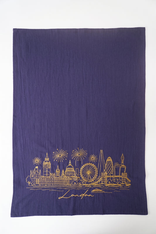 London Fireworks Tea Towel