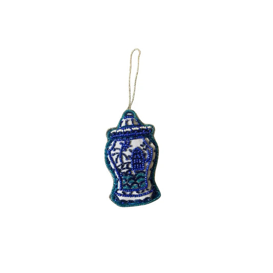 Embroidered Ornament – Blue & White Ginger Jar