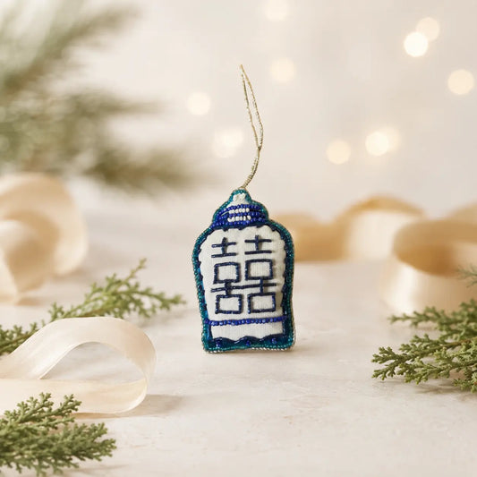 Embroidered Ornament – Blue & White Jar