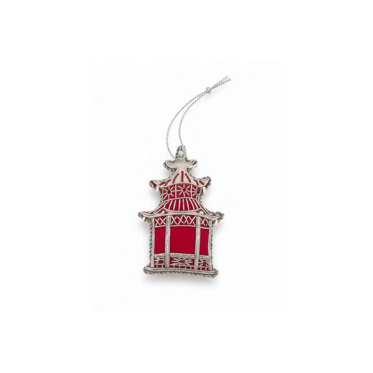 Embroidered Ornament – Red Chinese Pagoda