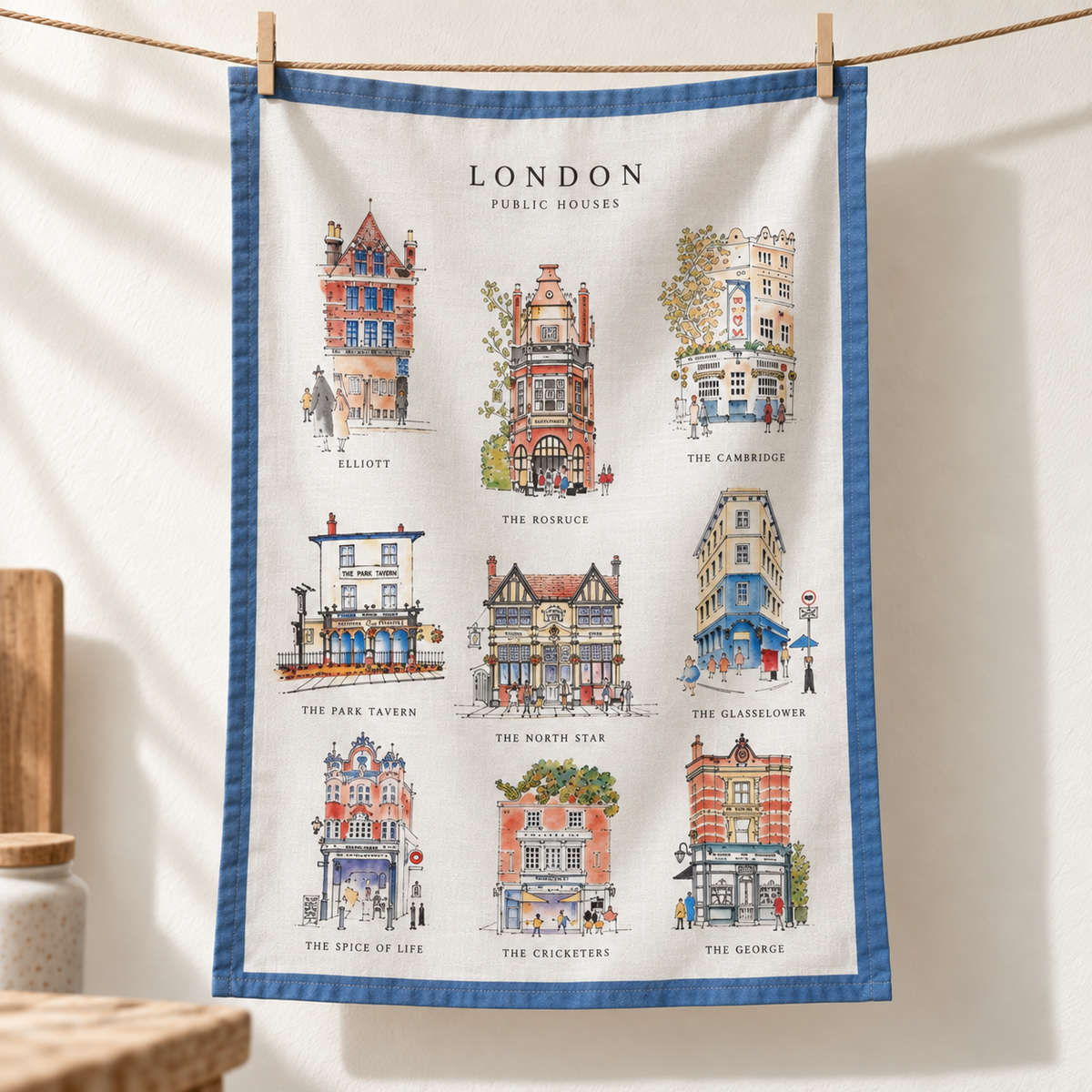 Pubs of London Tea Towel